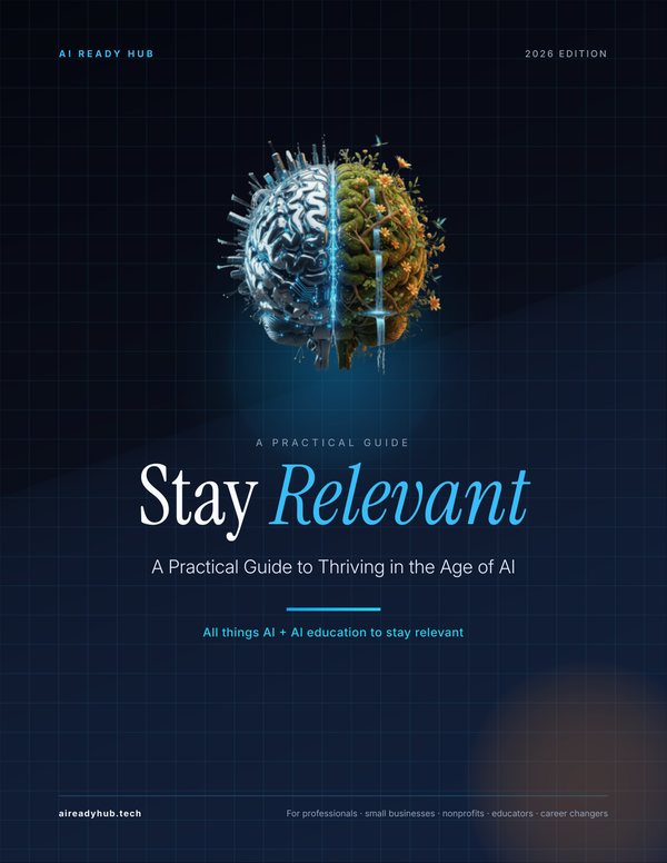 Cover of Stay Relevant: A Practical Guide to Thriving in the Age of AI, by AI Ready Hub
